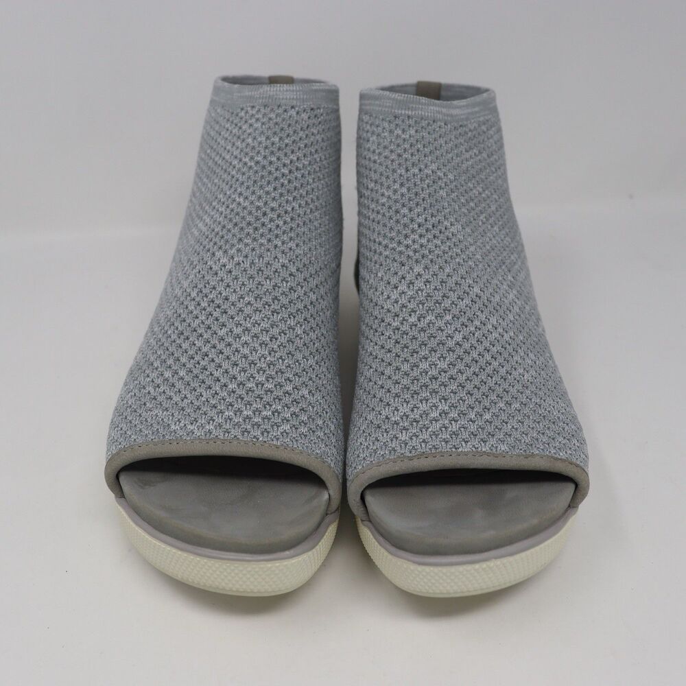 Eileen Fisher Snug Recycled Stretch Knit Bootie Sandal Peep Toe Size 7 Gray - Picture 3 of 7